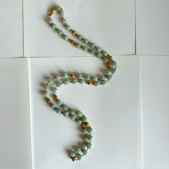 Sissy Yates Green Amazonite & 14k Gold-plated Beaded Emerson Necklace - Picture 1 of 9